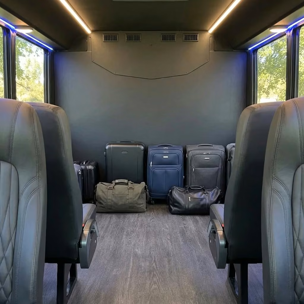 statesboro 20 passenger minibus luggage area
