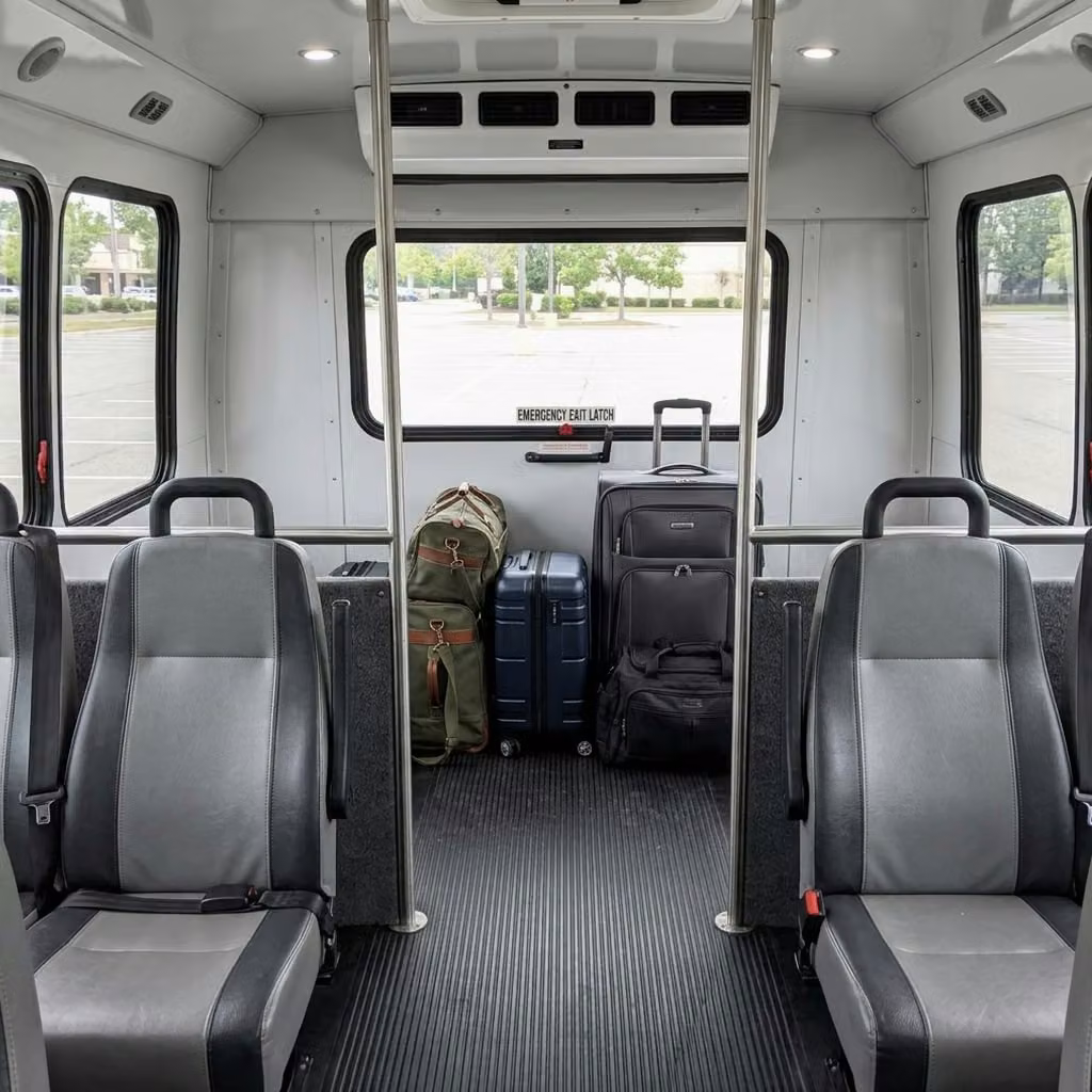 statesboro 30 passenger minibus luggage area