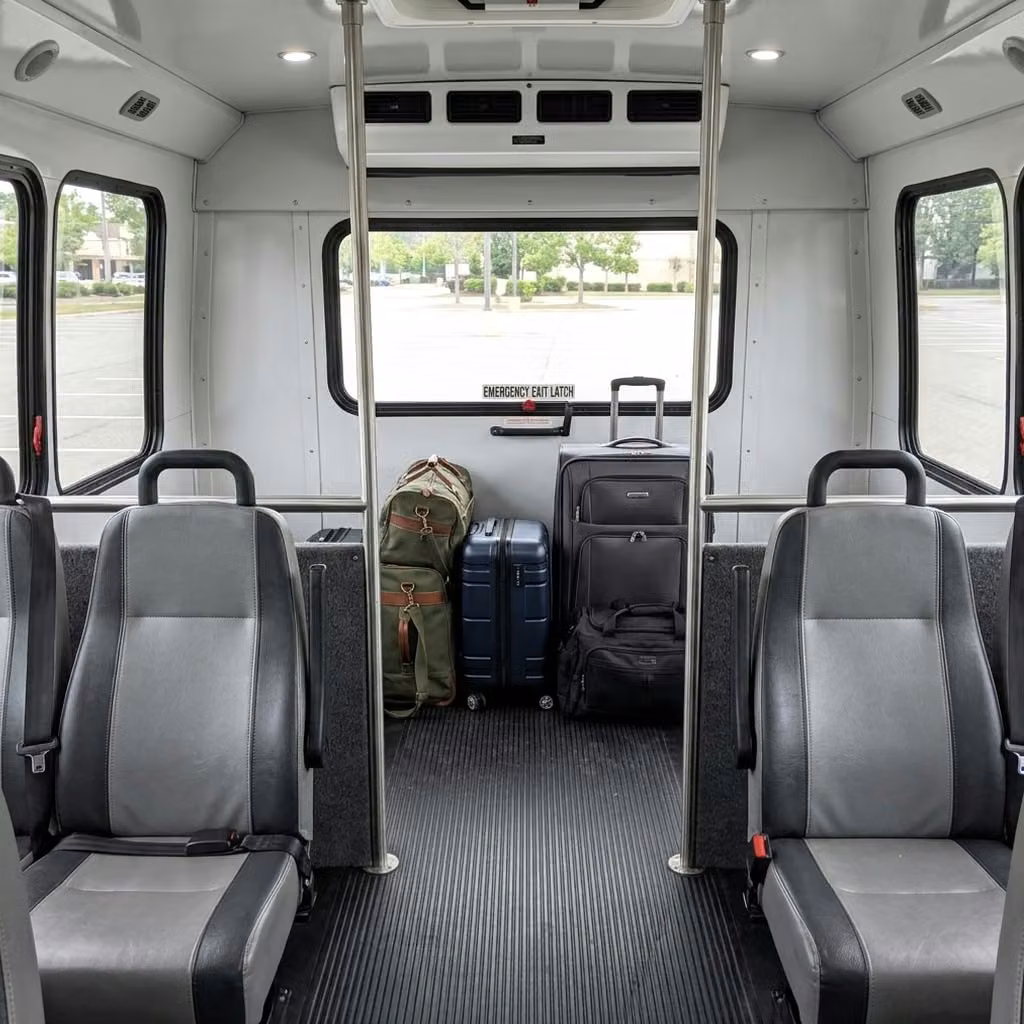 statesboro 35 passenger minibus luggage area